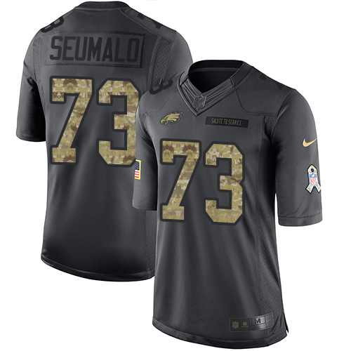 Men's Limited Isaac Seumalo Nike Jersey Black - #73 2016 Salute to Service NFL Philadelphia Eagles